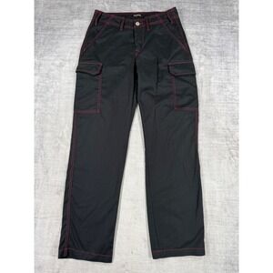 True Religion Pants Womens 30 Black Red Contrast Stitch Cargo Straight Leg Y2K